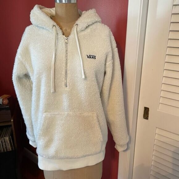 VANS | cream fleece pullover zip sherpa teddy jacket S - Picture 2 of 8